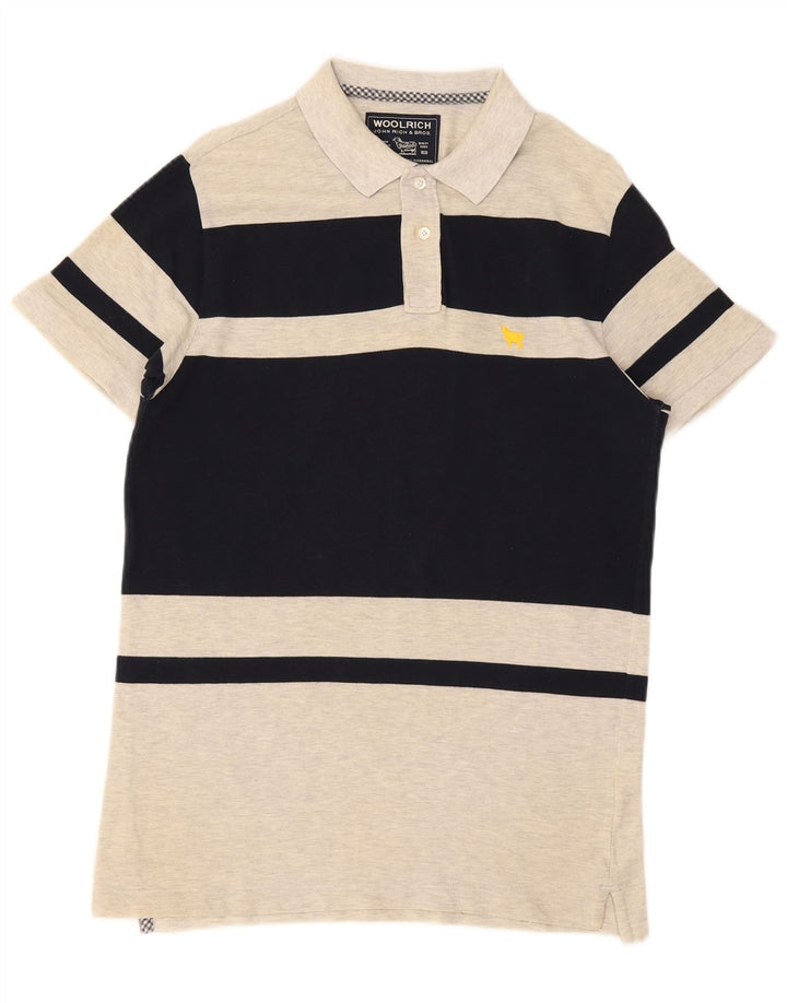 Woolrich Mens Polo Shirt Medium Grey Colourblock Cotton