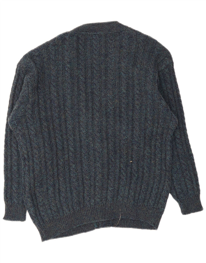 Vintage Mens Cardigan Sweater Large Navy Blue