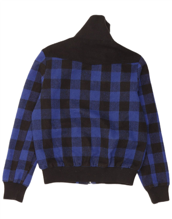FRANKIE GARAGE Giubbotto bomber da uomo UK 38 Poliestere a quadretti blu medio