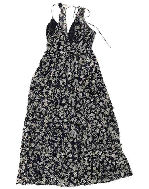 Ärmelloses Superdry-Maxikleid für Damen, UK-Größe 40, Größe S, Marineblau, böhmisches Blumenmuster