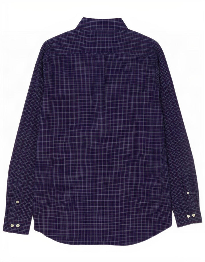 Nautica Mens Shirt Small Navy Blue Check Cotton
