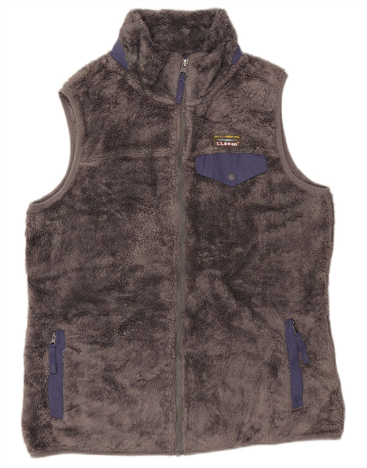 L.L.BEAN Womens Fleece Gilet UK 14 Medium Grey Polyester
