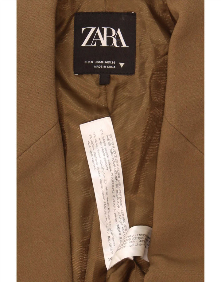 Zara Womens 2 Button Oversized Blazer Jacket UK 10 Small Brown Polyester