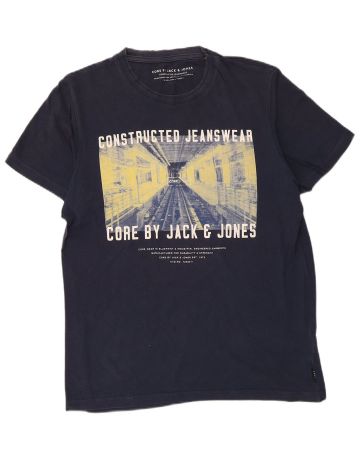 JACK & JONES Mens Graphic T-Shirt Top Small Navy Blue