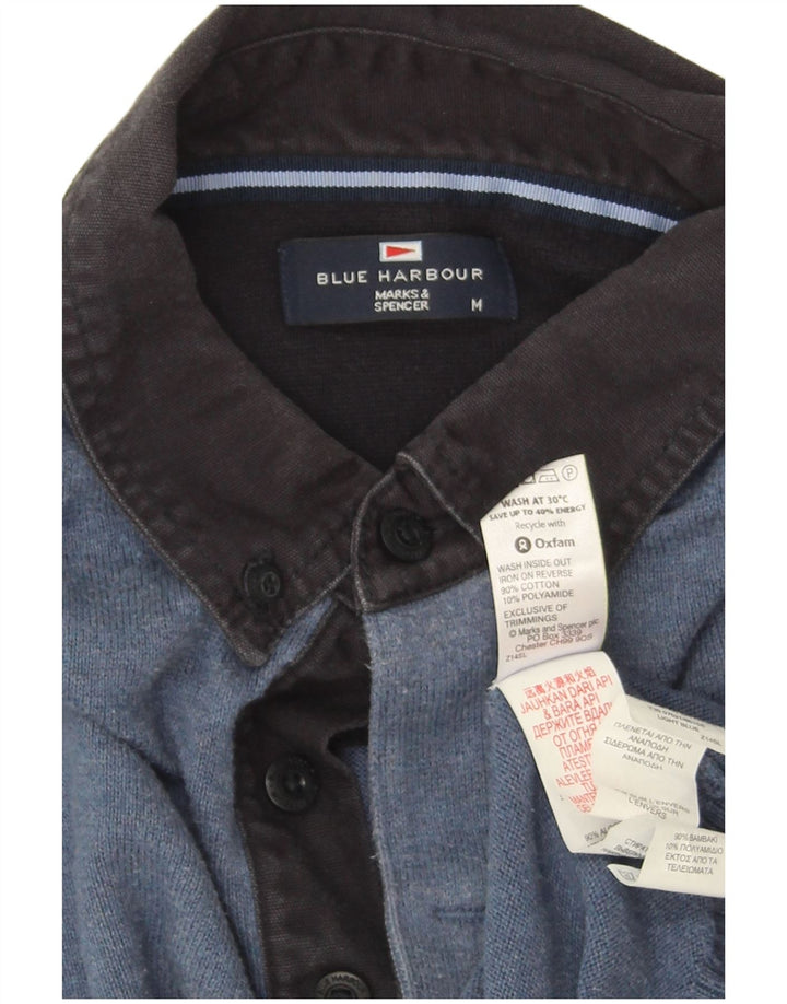 Marks & Spencer Mens Blue Harbour Polo Neck Jumper Sweater Medium Blue