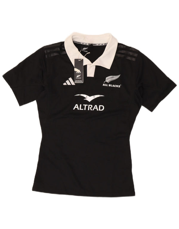 Polo da rugby grafica da donna della Nuova Zelanda Adidas UK 18 XL poliestere nero