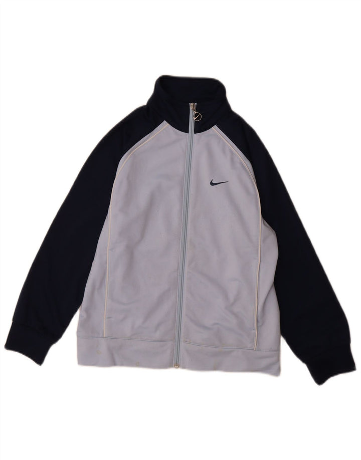 Nike Boys Graphic Tracksuit Top Jacket 8-9 Years Small Blue Colourblock