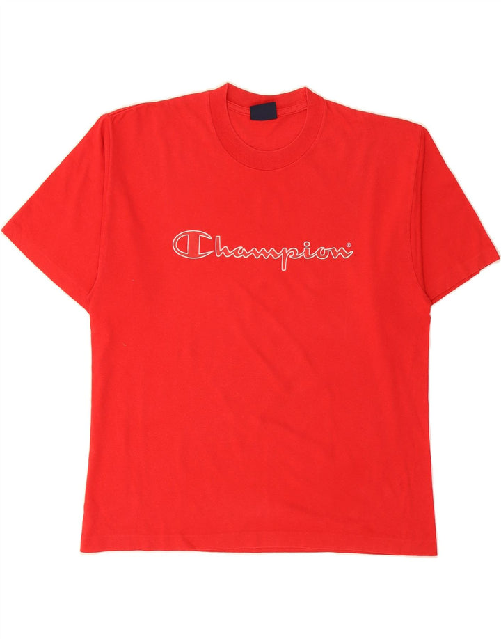 CHAMPION Mens Graphic T-Shirt Top Medium Red Vintage Champion and Second-Hand Champion from Messina Hembry 