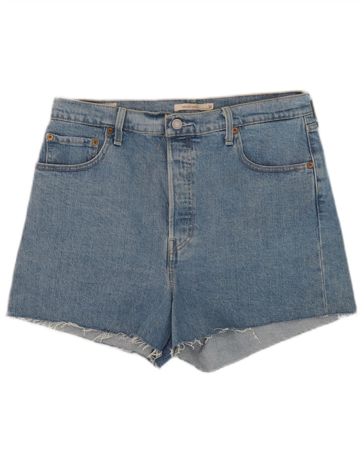 Levi's Womens Ribcage Denim Shorts W32 Large Blue Cotton