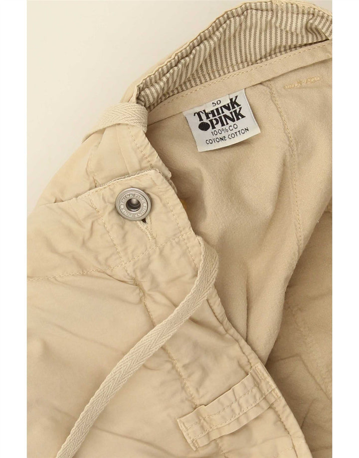 Think Pink Mens Cargo Shorts IT 50 Large W34 Beige Cotton