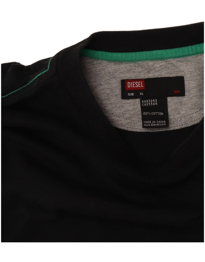 Diesel Mens Graphic Top Long Sleeve XL Black Cotton