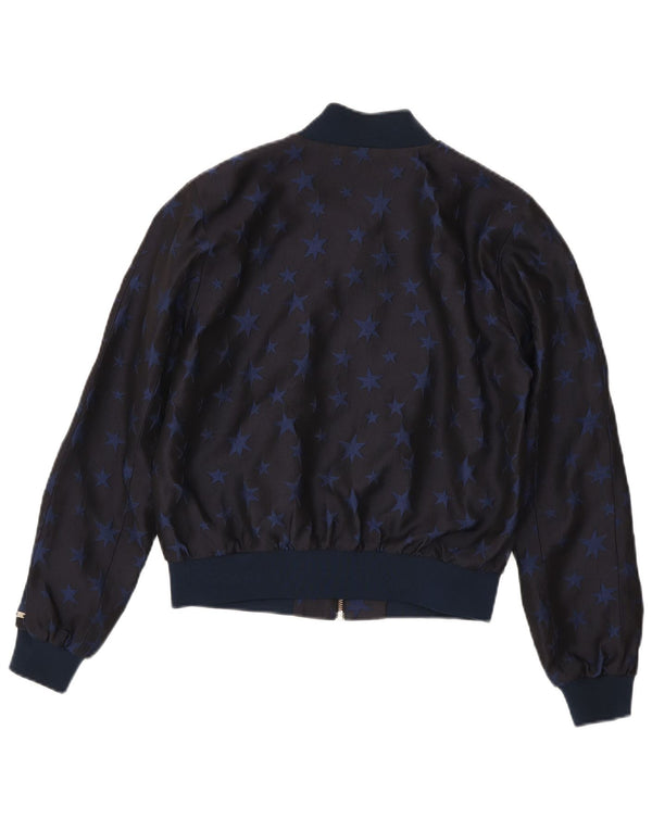 Tommy Hilfiger Womens Bomber Jacket US 6 Medium Navy Blue Geometric
