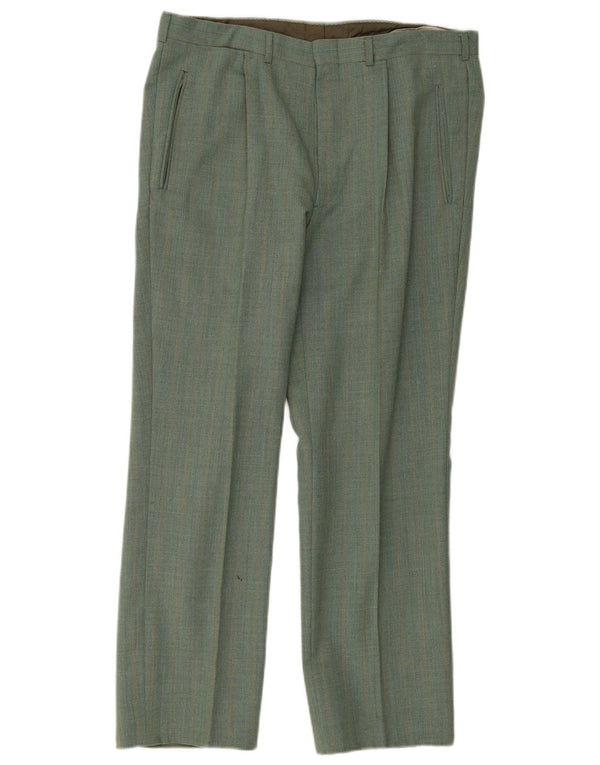 Pantaloni casual dritti vintage da uomo W34 L27 a quadri verdi