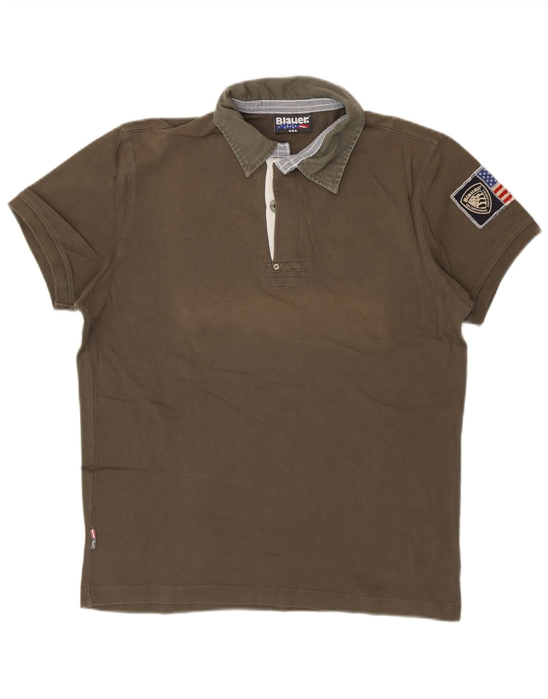 BLAUER Mens Polo Shirt Large Khaki Cotton