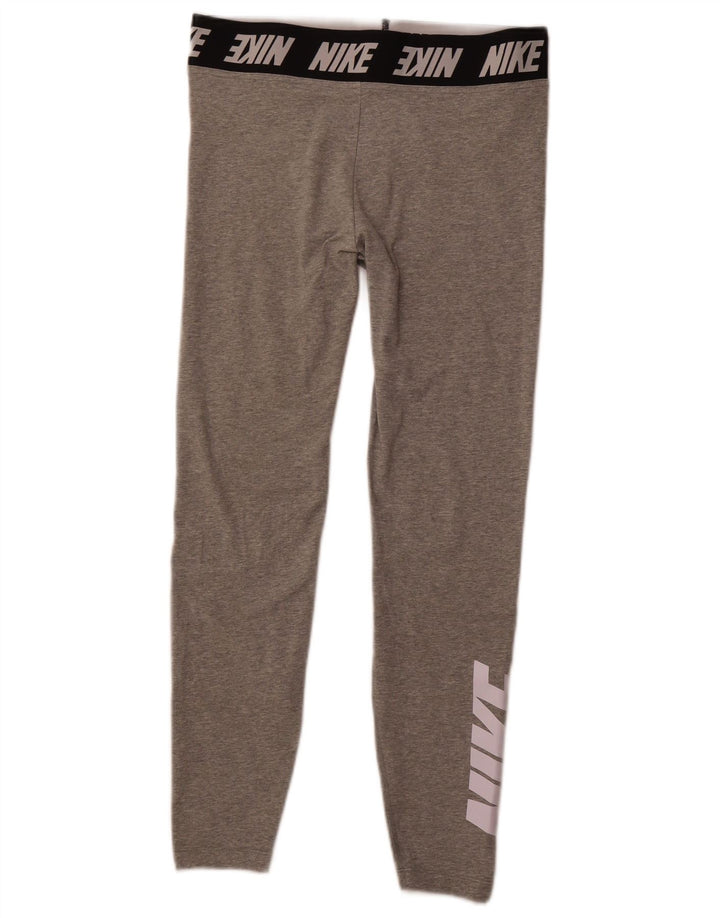 NIKE Womens Graphic Leggings UK 16 Large  Grey Cotton