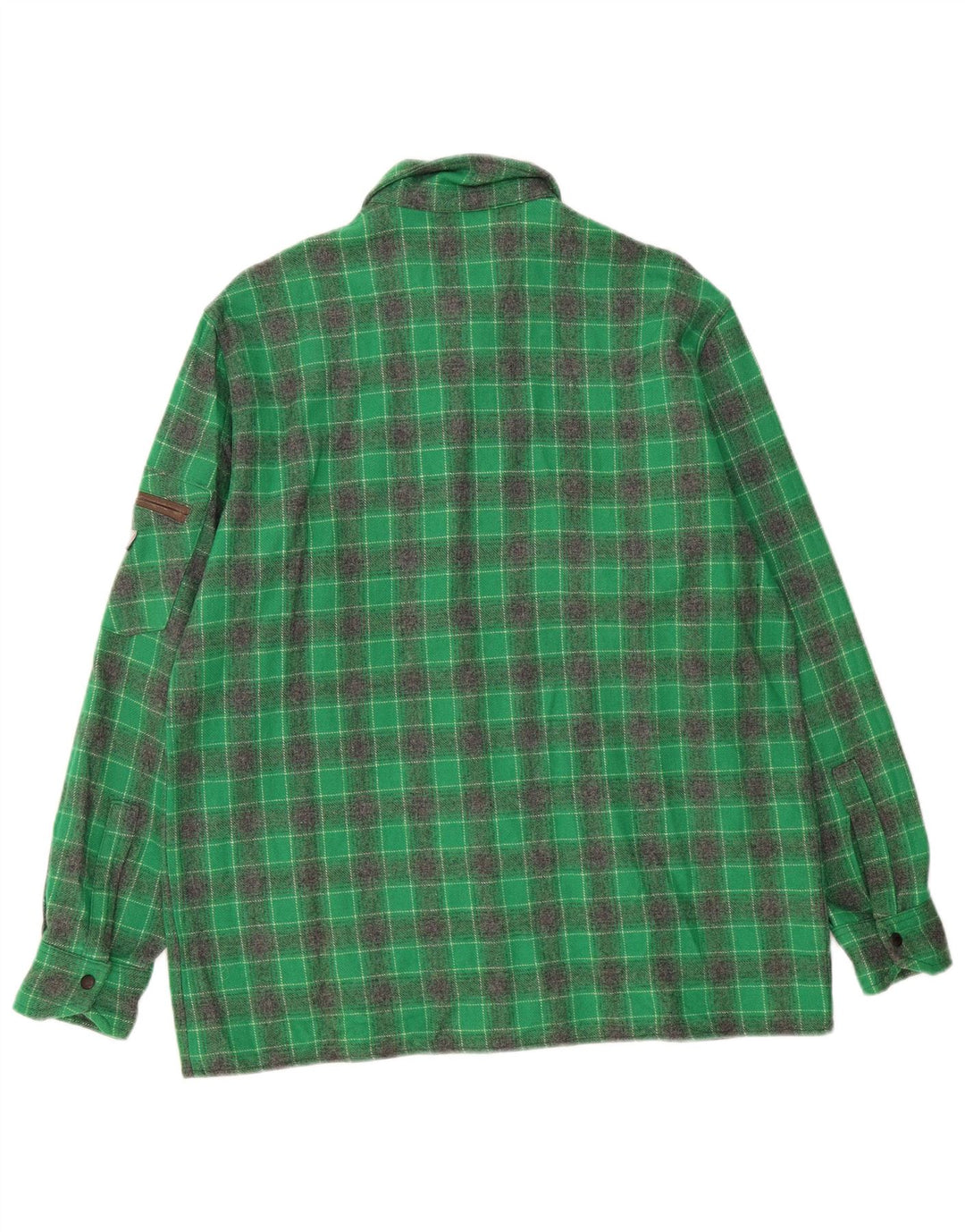 Vintage Mens Flannel Shirt IT 52 Large Green Check Wool