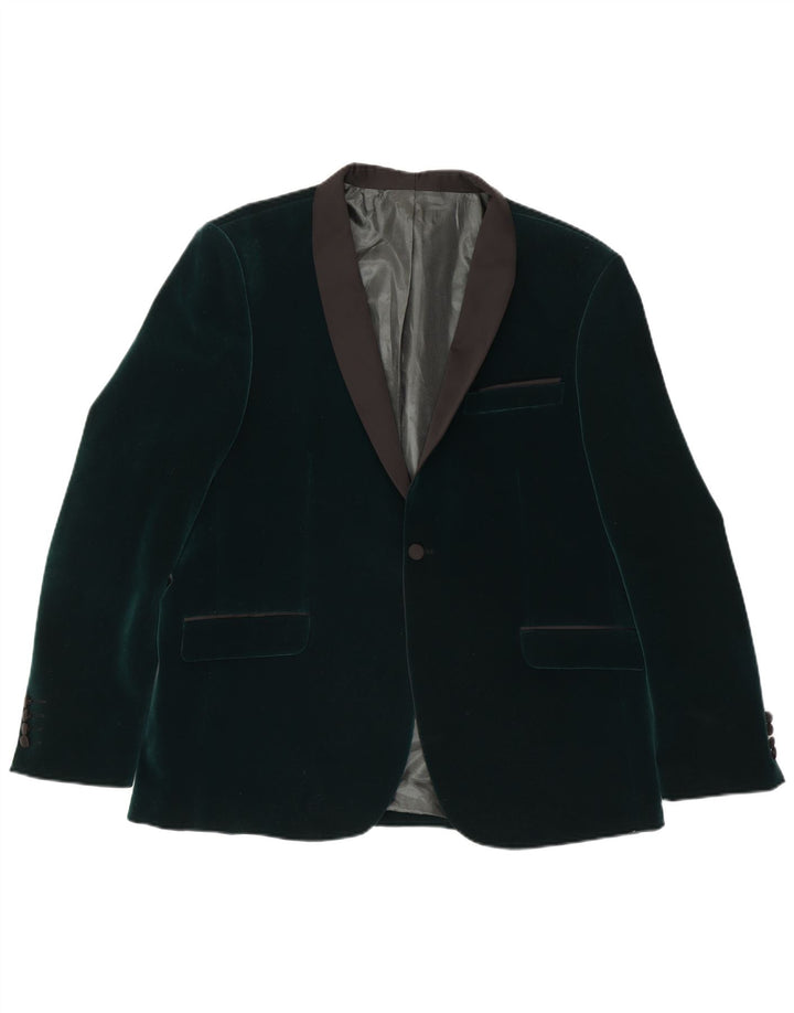 Jack Martin Herre 1 Knap Velvet Blazer Jacket IT 48 Medium Grøn Polyester