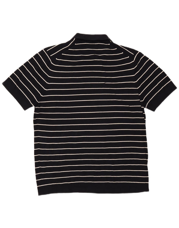 Massimo Dutti Ανδρικό Πόλο Μπλουζάκι XL Μαύρο Ριγέ Βαμβακερό Ναυτικό