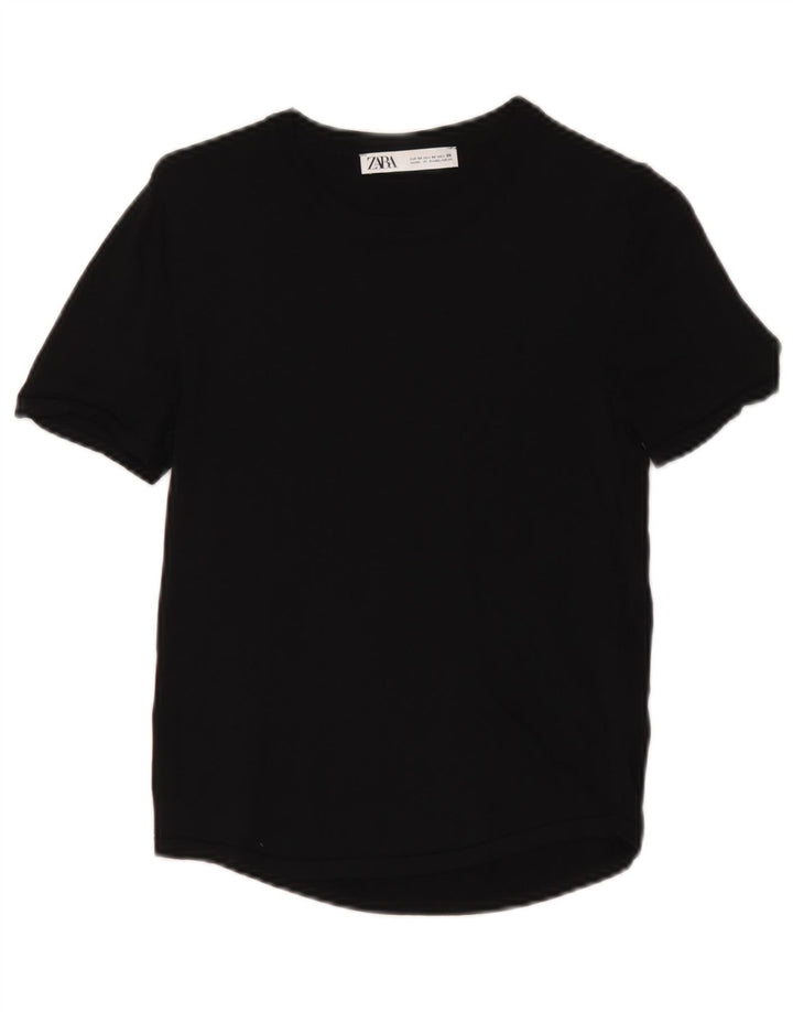 Zara Womens T-Shirt Top UK 12 Medium Black Viscose