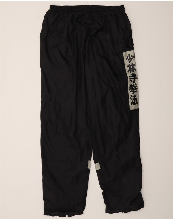 Vintage Mens Graphic Tracksuit Trousers XL Black Colourblock Nylon