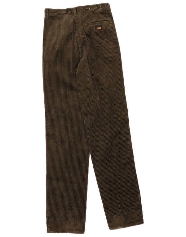 Rifle Womens High Waist Pegged Corduroy Trousers W28 L36 Khaki Cotton