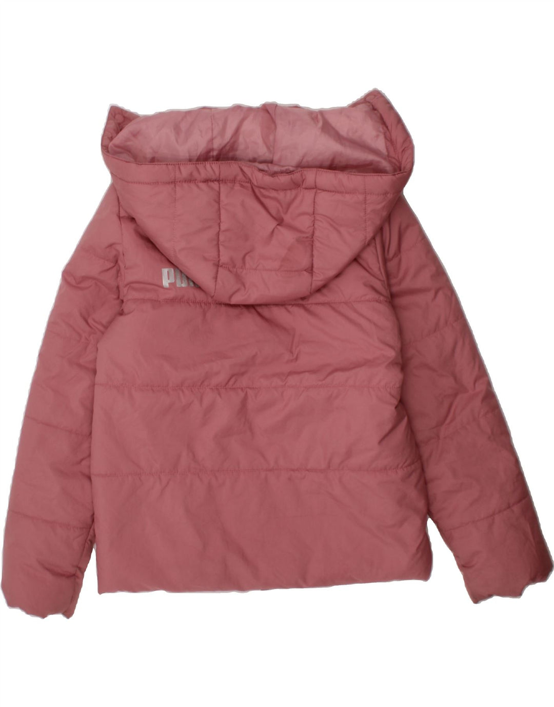 PUMA Girls Hooded Padded Jacket 7-8 Years Pink Polyester Vintage Puma and Second-Hand Puma from Messina Hembry 