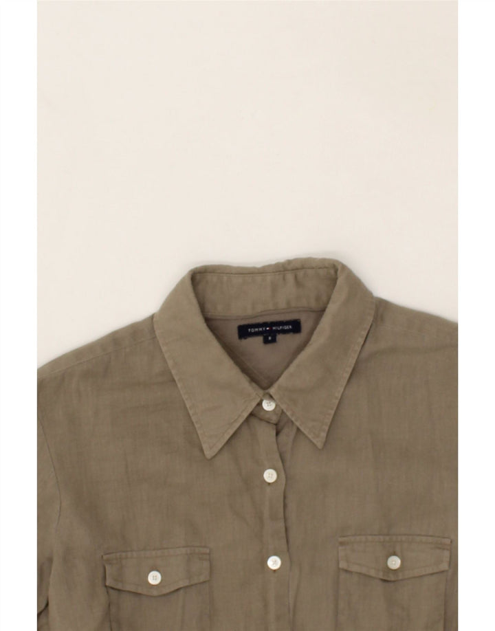 TOMMY HILFIGER Womens Shirt US 8 Medium Khaki Vintage Tommy Hilfiger and Second-Hand Tommy Hilfiger from Messina Hembry 