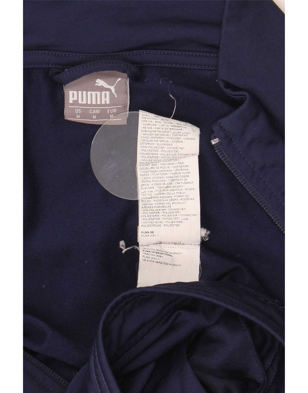 Puma Mens Tracksuit Top Jacket Medium Navy Blue Colourblock Polyester
