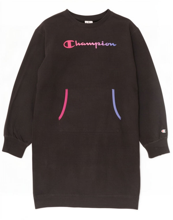Abito maglione in felpa grafica per ragazze Champion 13-14 anni XL cotone nero