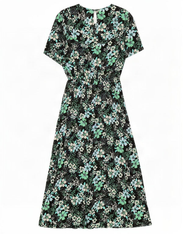 Marks & Spencer Damen Maxikleid UK 10 Small Mehrfarbiges Blumenviskose
