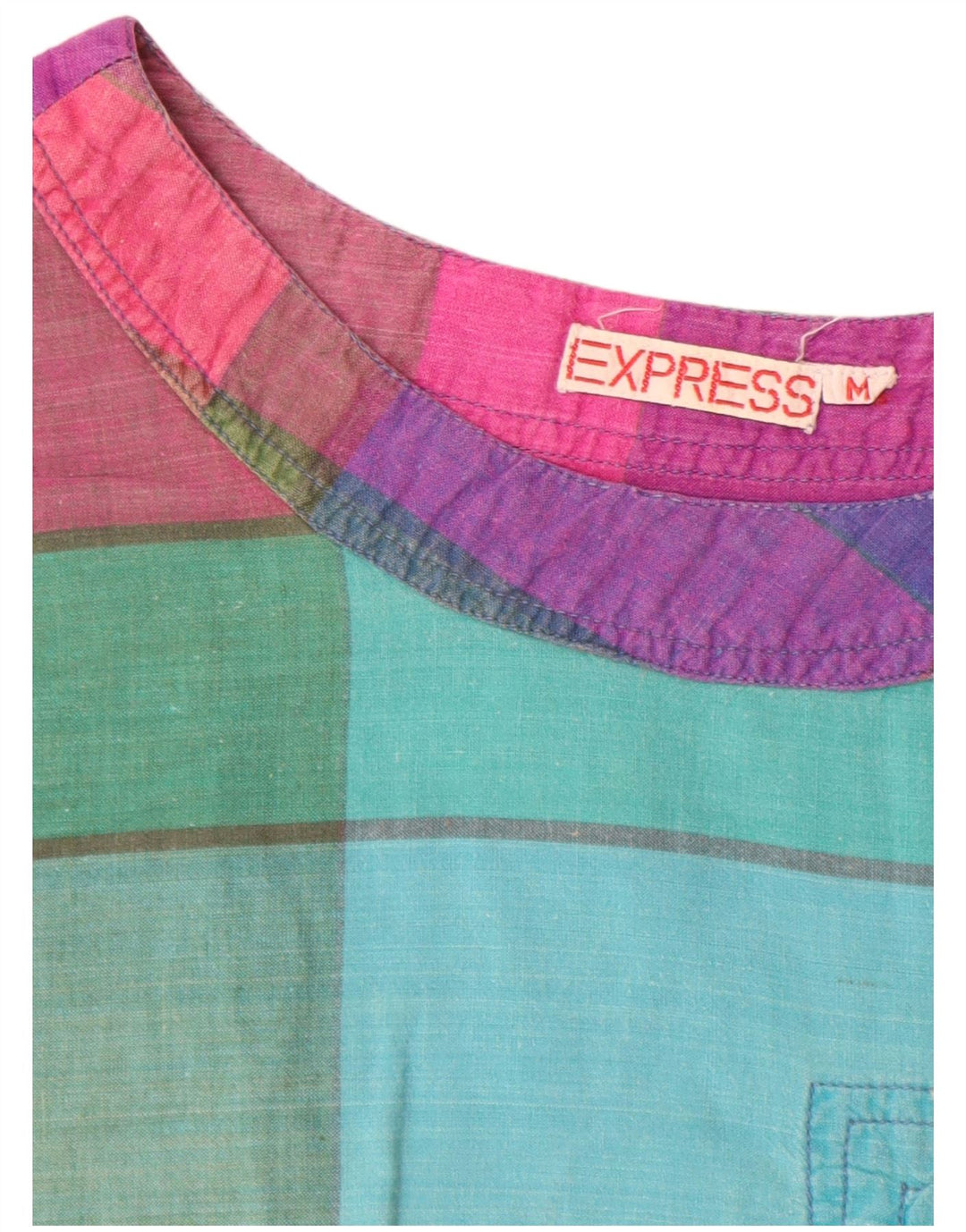 Express Womens Blouse Top UK 14 Medium Multicoloured Check Cotton