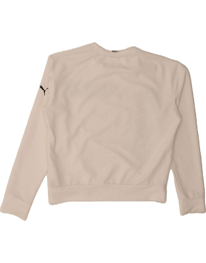 PUMA Girls Graphic Sweatshirt Jumper 15-16 Years White Polyester Vintage Puma and Second-Hand Puma from Messina Hembry 