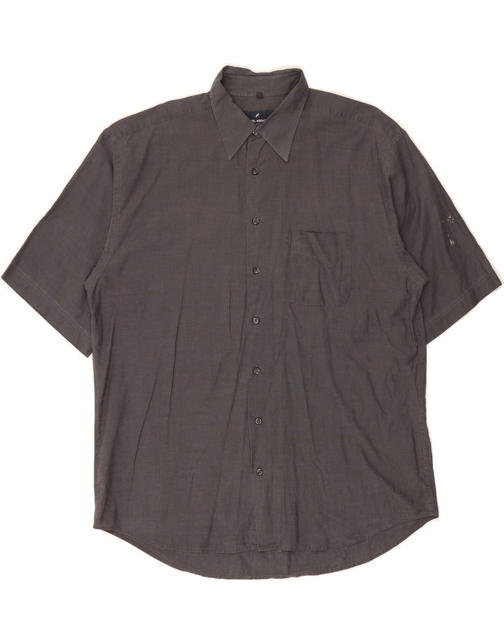 DANIEL HECHTER Mens Short Sleeve Shirt XL Grey Cotton Vintage Daniel Hechter and Second-Hand Daniel Hechter from Messina Hembry 