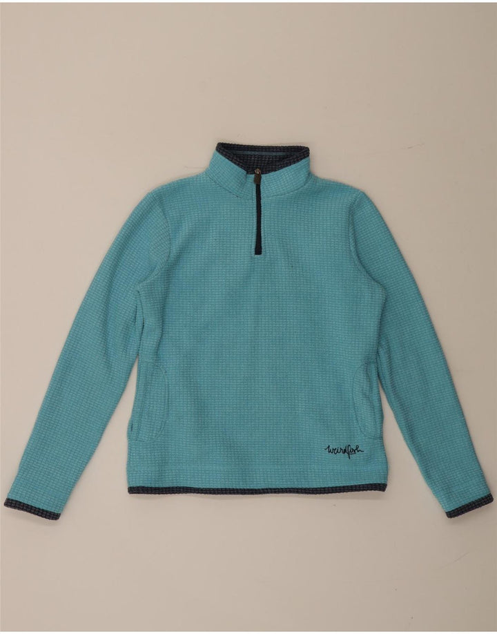 Maglione in pile da donna con collo e zip Weird Fish UK 12 Poliestere blu medio