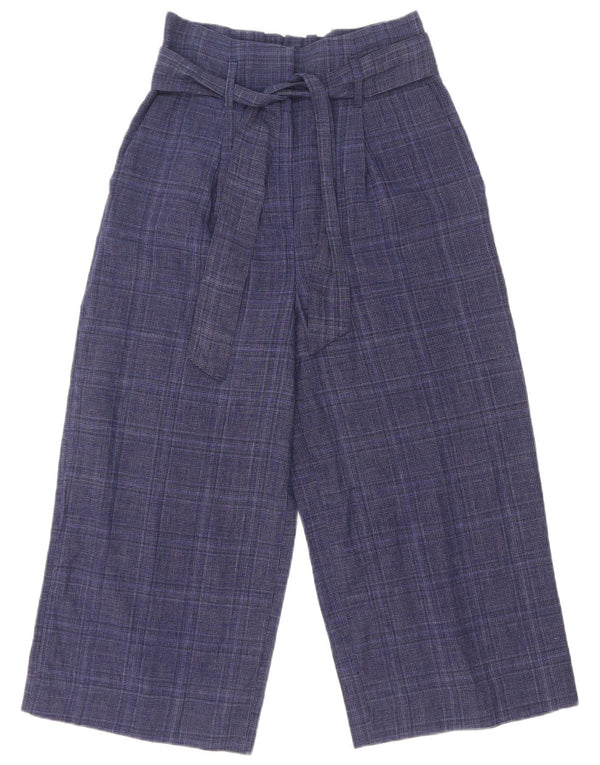 Marks & Spencer Womens Wide Leg Capri Trousers UK 8 Small W28 L21 Navy Blue