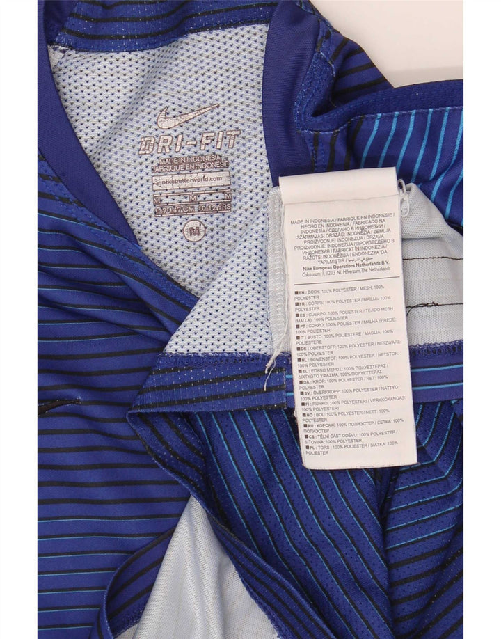 T-shirt da ragazzo Nike Dri Fit Top 10-11 anni in poliestere a righe blu medio