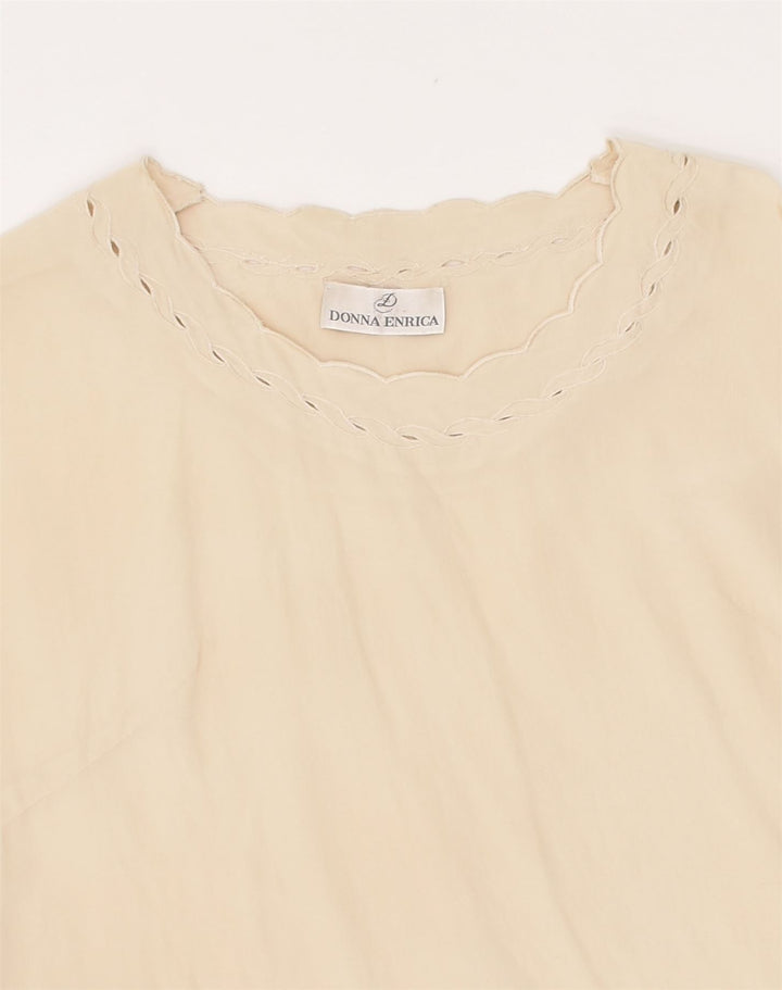 DONNA ENRICA Womens Blouse Top UK 14 Medium Beige | Vintage Donna Enrica | Thrift | Second-Hand Donna Enrica | Used Clothing | Messina Hembry 