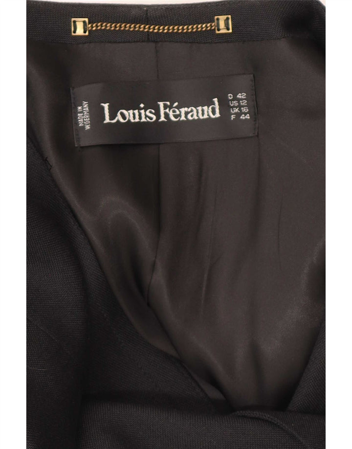 Louis Feraud Womens Double Breasted Blazer Jacket UK 16 Large Black Viscose