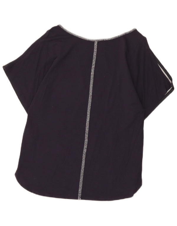 Oasis Womens Blouse Top UK 10 Small Navy Blue Floral Polyester
