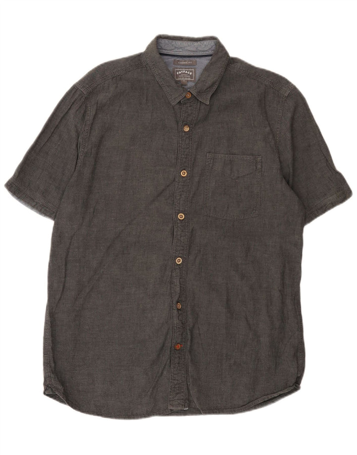 Fat Face Mens Short Sleeve Classic Fit Shirt Medium Grey Cotton