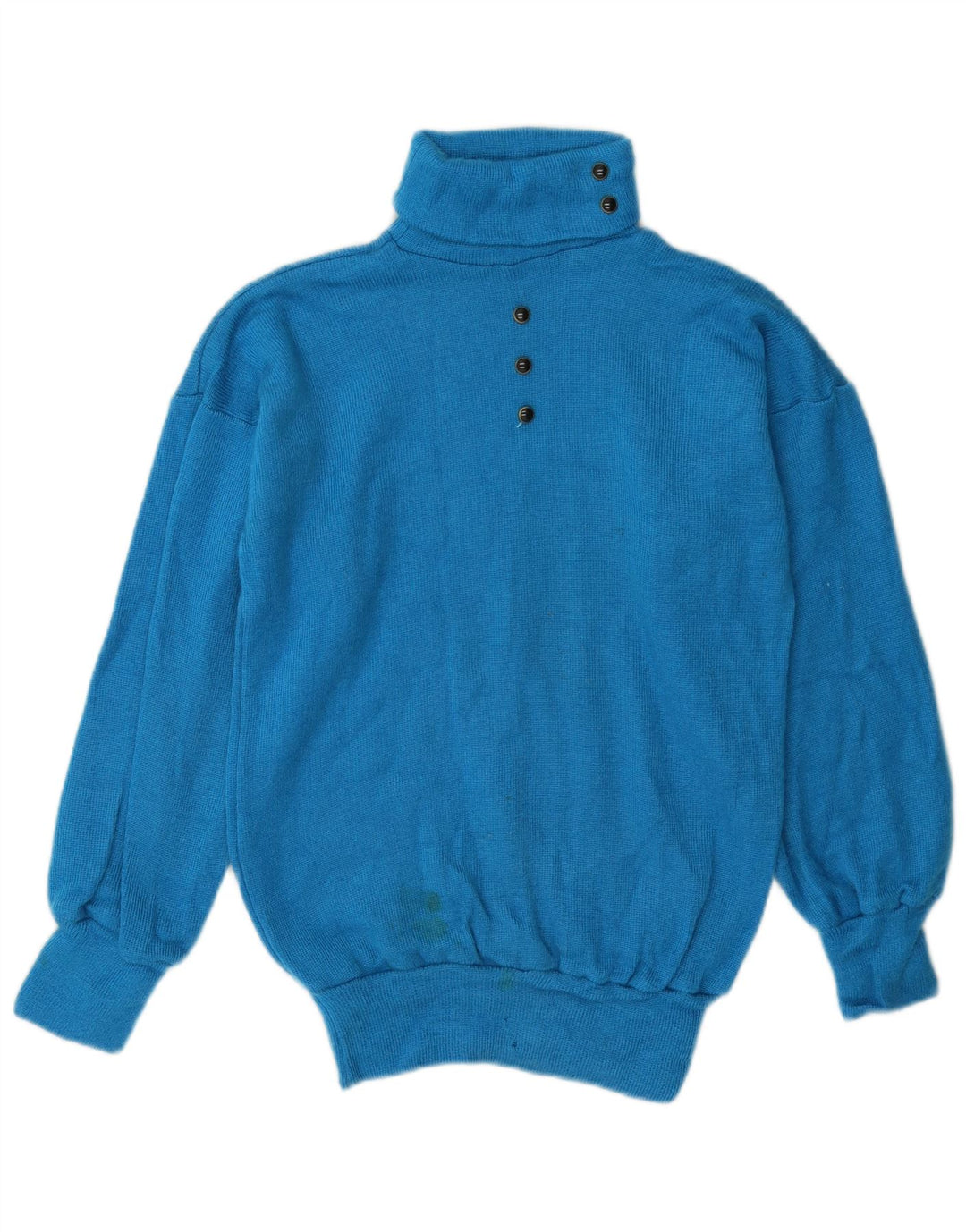 Vintage Womens Roll Neck Jumper Sweater UK 14 Medium Blue