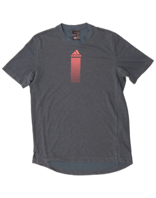 Adidas Mens Graphic T-Shirt Top Small Navy Blue Polyester