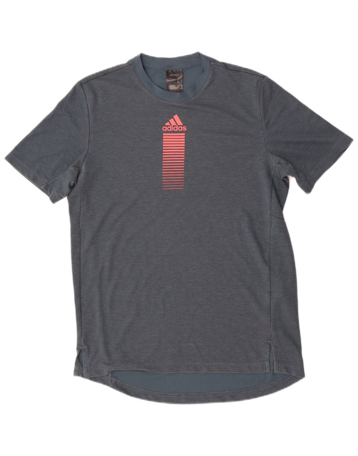 Adidas Mens Graphic T-Shirt Top Small Navy Blue Polyester