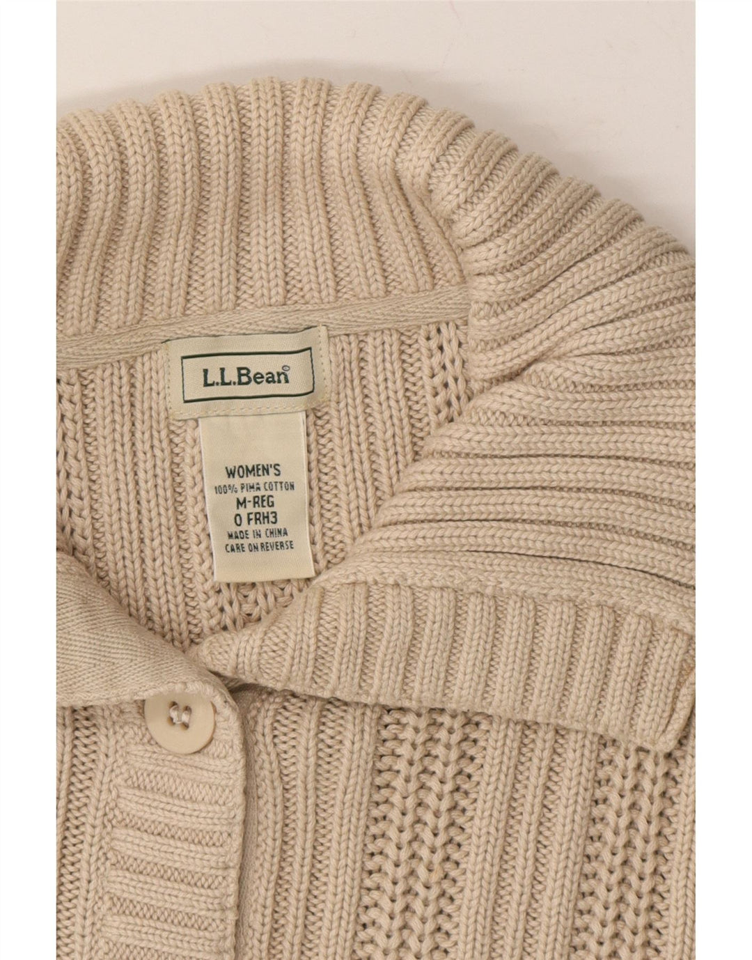 L.L.BEAN Womens Cardigan Sweater US 0 XS Beige Cotton Vintage L.L.Bean and Second-Hand L.L.Bean from Messina Hembry 