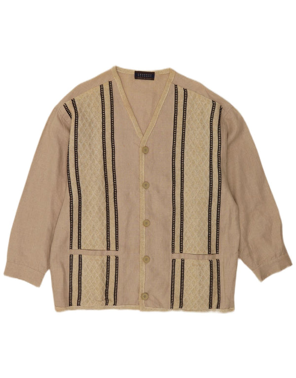 Maglione Cardigan Uomo Umberto Vallati Cotone Righe Grandi Beige