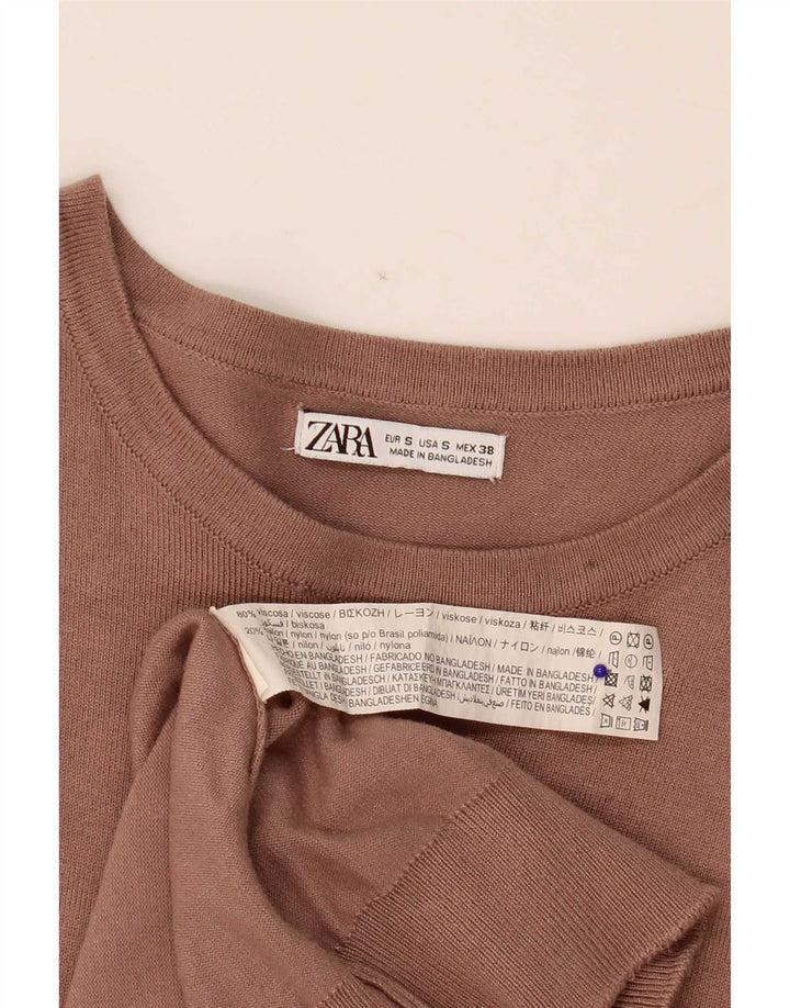 Zara Mens Boat Neck Jumper Sweater Small Beige Viscose