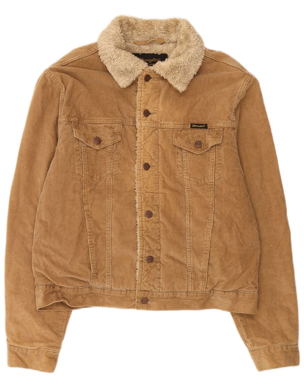 Wrangler Mens Sherpa Corduroy Jacket UK 40 Large Beige Cotton