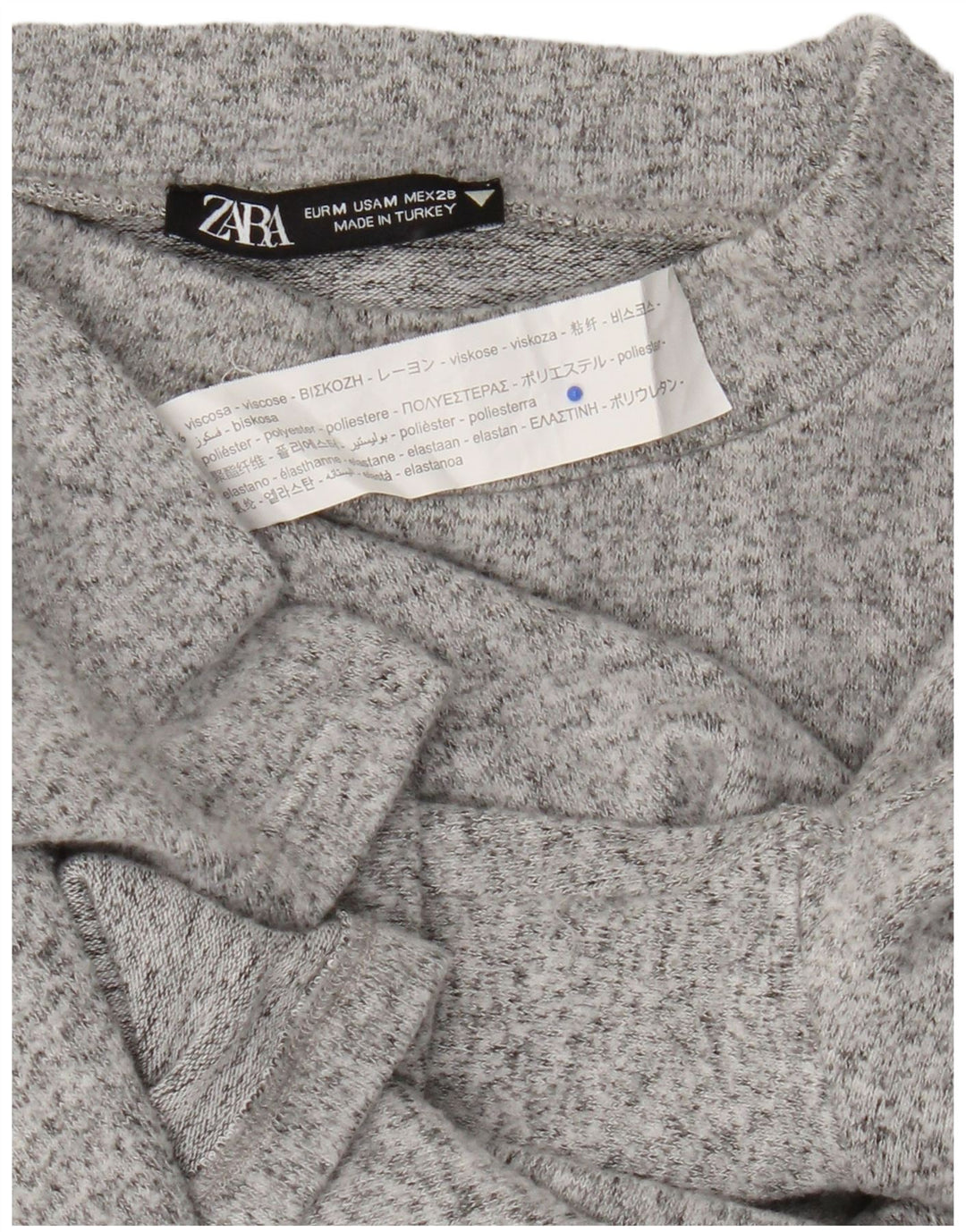 Zara Womens Top Long Sleeve UK 12 Medium Grey Flecked Viscose