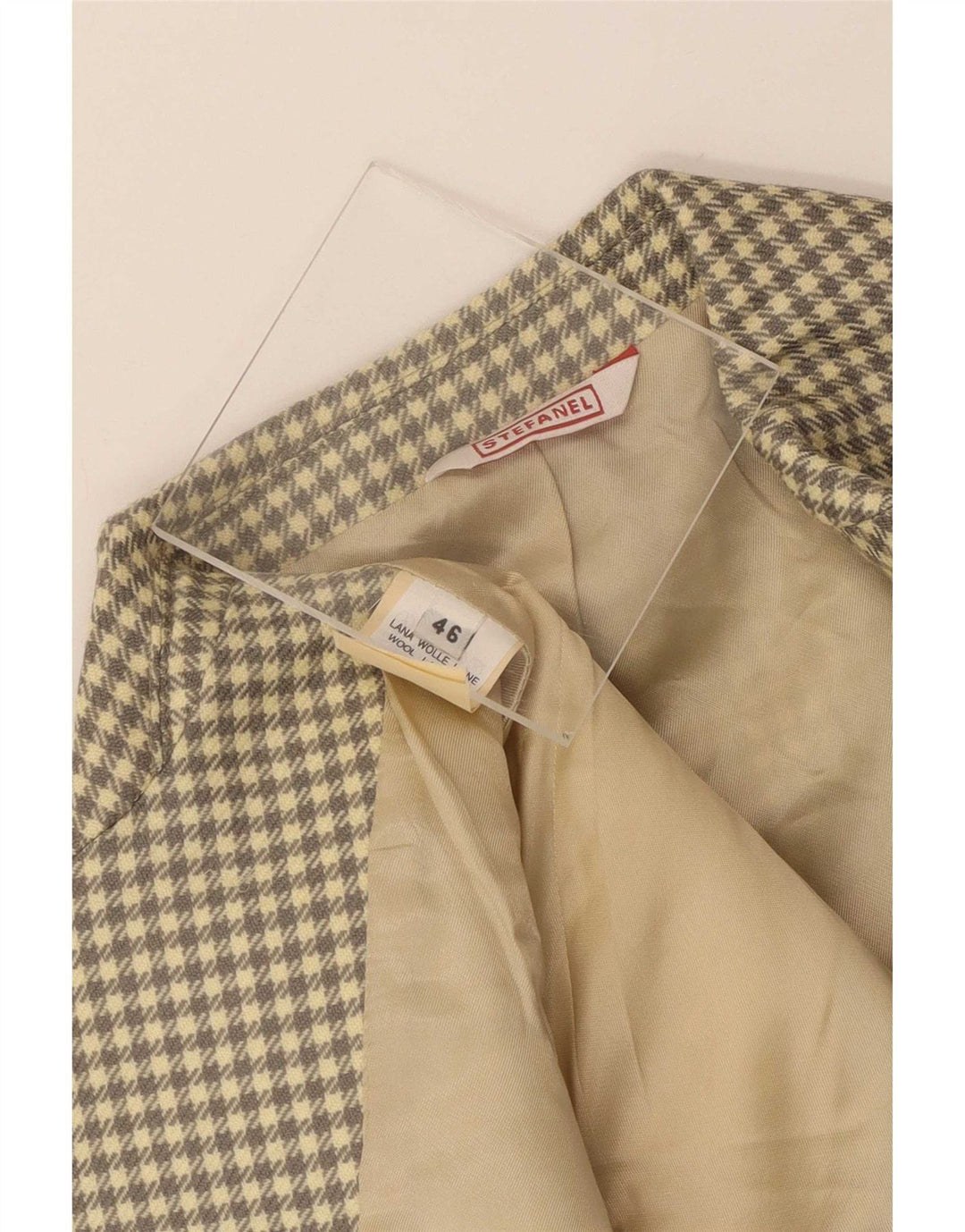 Stefanel Mens 3 Button Blazer Jacket IT 46 Small Gri Check Wool