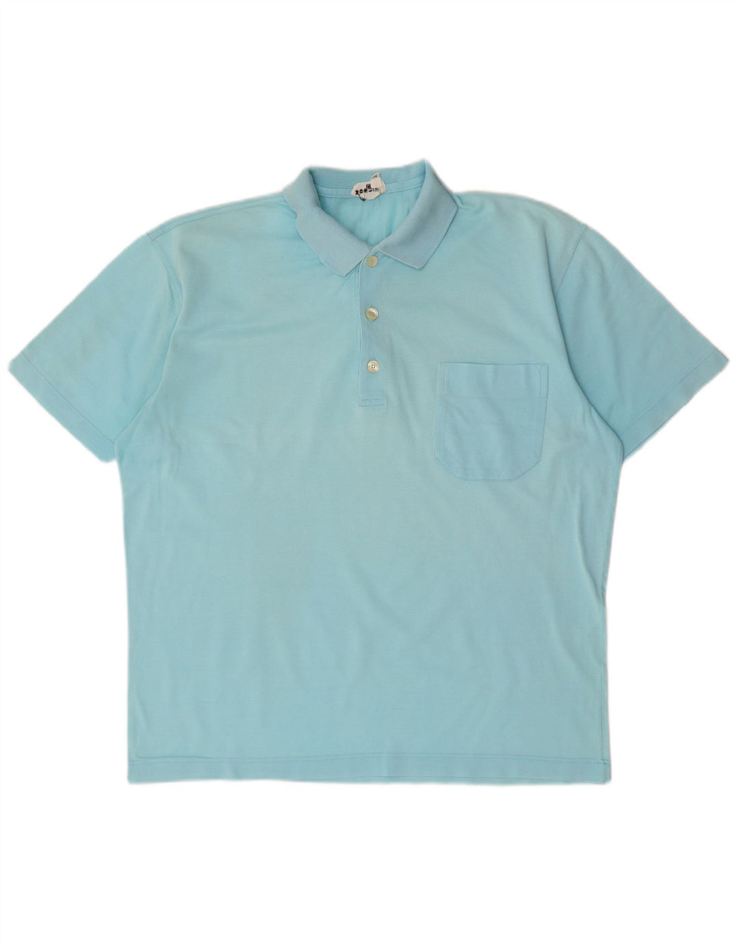 VINTAGE Polo Homme Bleu Moyen Coton